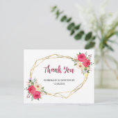 Carte Postale Merci Mariage floral de Boho bordeaux géométrique (Debout devant)