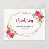 Carte Postale Merci Mariage floral de Boho bordeaux géométrique (Devant)