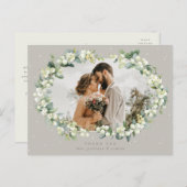 Carte Postale Merci Mariage Greige Snowberry+Eucalyptus (Devant / Derrière)