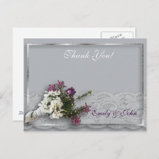 Carte Postale Merci Mariage Heather et Lace (Devant / Derrière)