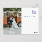 Carte Postale Merci Mariage jaune citron et bleu marine (Dos)