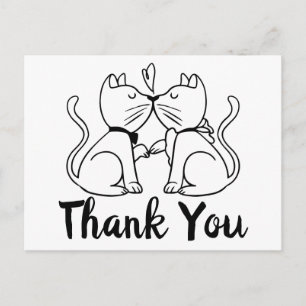 Carte Postale Merci Mariage Kittens noir blanc