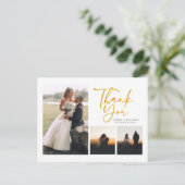 Carte Postale Merci Mariage moderne à lettres mains (Debout devant)