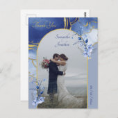 Carte Postale Merci Mariage moderne en marbre bleu Aqua (Devant / Derrière)
