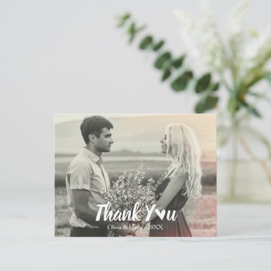 Carte postale Merci Mariage moderne | Script cardi (Debout devant)