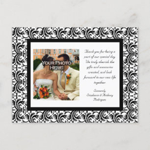 Carte Postale Merci Mariage noir+blanc précieux