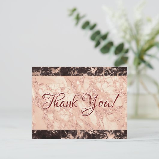 Carte Postale Merci mariage, Noir & Rose en or, Message (Debout devant)