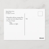 Carte Postale Merci mariage, Noir & Rose en or, Message (Dos)