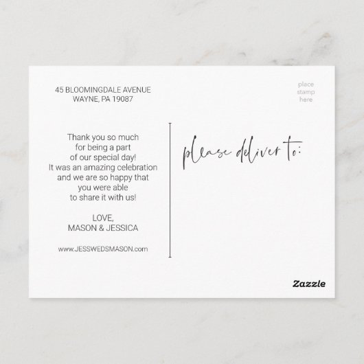 Carte postale Merci Mariage photo (Dos)