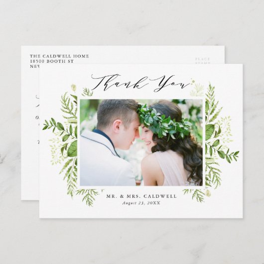 Carte Postale Merci Mariage photo de l'aquarelle (Devant / Derrière)