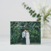 Carte Postale Merci Mariage photo de script blanc élégant (Debout devant)