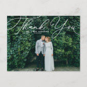 Carte Postale Merci Mariage photo de script blanc élégant (Devant)