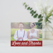 Carte Postale Merci Mariage photo de script Red Retro (Debout devant)