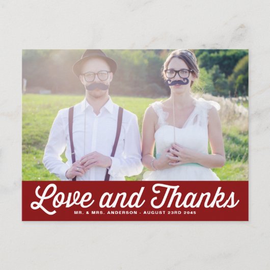 Carte Postale Merci Mariage photo de script Red Retro (Devant)