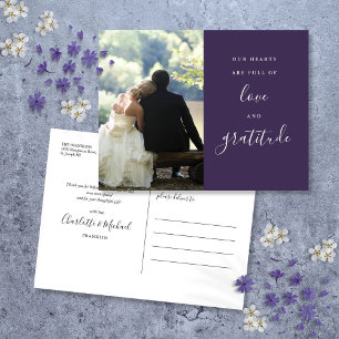 Carte Postale Merci Mariage photo de script violet