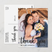 Carte Postale Merci Mariage Photo Écriture Moderne Noir (Devant / Derrière)