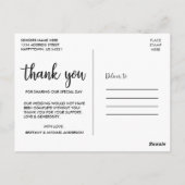 Carte Postale Merci Mariage Photo Écriture Moderne Noir (Dos)