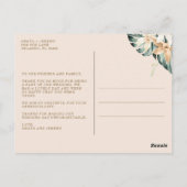 Carte Postale Merci Mariage photo floral tropical (Dos)