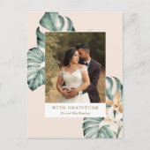 Carte Postale Merci Mariage photo floral tropical (Devant)