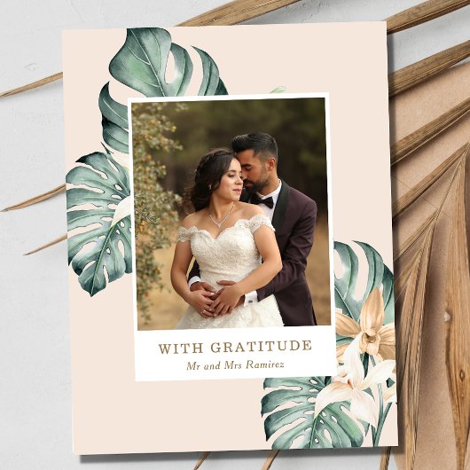 Carte Postale Merci Mariage photo floral tropical