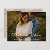 Carte Postale Merci Mariage Photo Silver Grey Rose Or (Devant / Derrière)