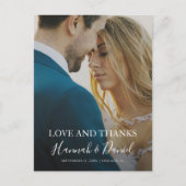 Carte Postale Merci Mariage photo simple et élégant (Devant)