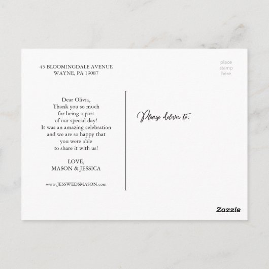 Carte postale Merci Mariage photo vert (Dos)