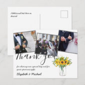 Carte Postale Merci Mariage Photos superposer Texte Fleurs de so (Devant / Derrière)