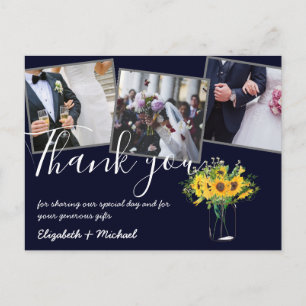 Carte Postale Merci Mariage Photos superposer Texte Fleurs de so