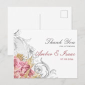 Carte Postale Merci Mariage rose élégant (Devant / Derrière)