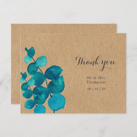 Carte Postale Merci Mariage rustique Eucalyptus Woodland (Devant / Derrière)