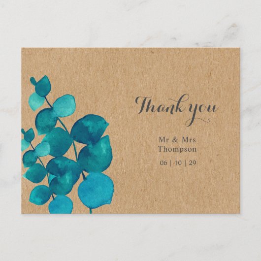 Carte Postale Merci Mariage rustique Eucalyptus Woodland (Devant)