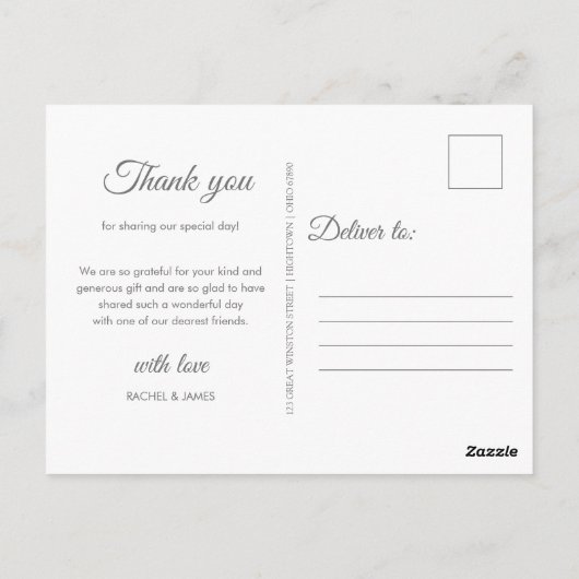 Carte Postale Merci Mariage Silver Stardust (Dos)