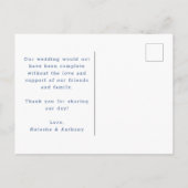 Carte Postale Merci Mariage simple de Coeurs Bleus et Blancs (Dos)