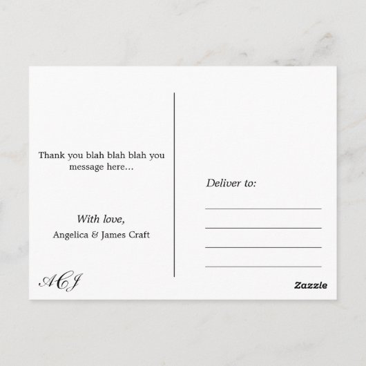 Carte Postale Merci mariage (vertical - photo complète) (Dos)