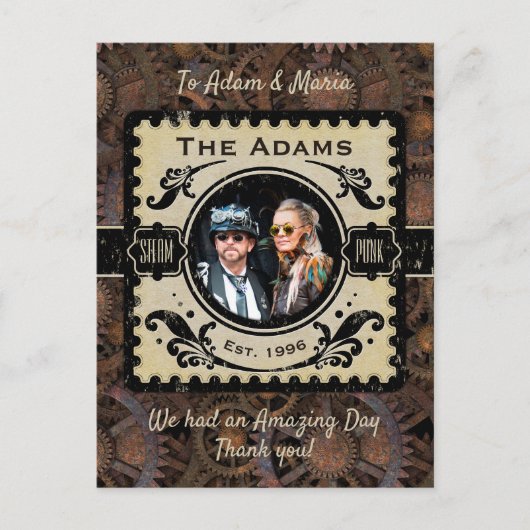 Carte Postale Merci Mariage victorien gothique Steampunk (Devant)