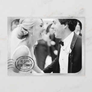 Carte Postale Merci Mariage vintage noir blanc
