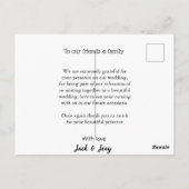 Carte Postale Merci message de nom de couple de mariage simple m (Dos)