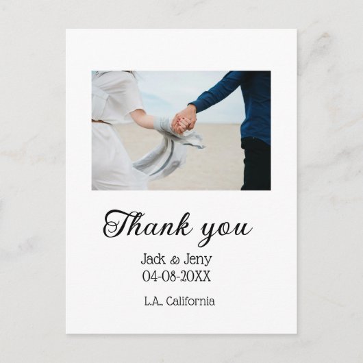 Carte Postale Merci message de nom de couple de mariage simple m (Devant)