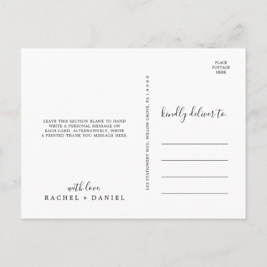 Carte postale Merci minimaliste (Dos)