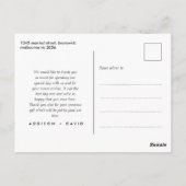 Carte postale Merci minimaliste à deux scripts pho (Dos)