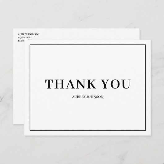 Carte Postale Merci minimaliste et élégant (Devant / Derrière)