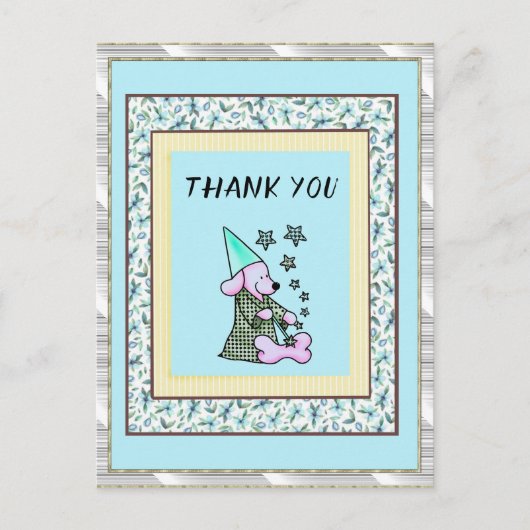 Carte Postale Merci Mint Floral mignon Chien (Devant)