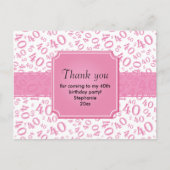 Carte Postale Merci : modèle de numéro pour 40e anniversaire ros (Devant)