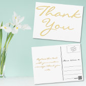 Carte Postale Merci moderne blanc élégant Faux Gold Script