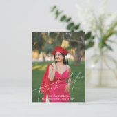 Carte Postale merci moderne chic script photo graduation (Debout devant)