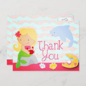 Carte Postale Merci moderne de fête d'anniversaire mignonne sirè (Devant / Derrière)