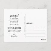 Carte Postale Merci moderne et photos de Faire-part de naissance (Dos)