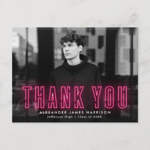 Carte Postale Merci moderne Hot rose Neon photo Graduation