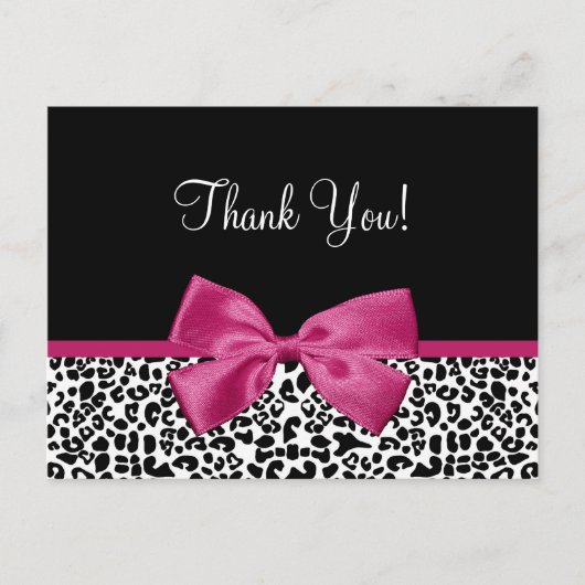 Carte Postale Merci moderne Leopard Vivacid Ruban rose (Devant)